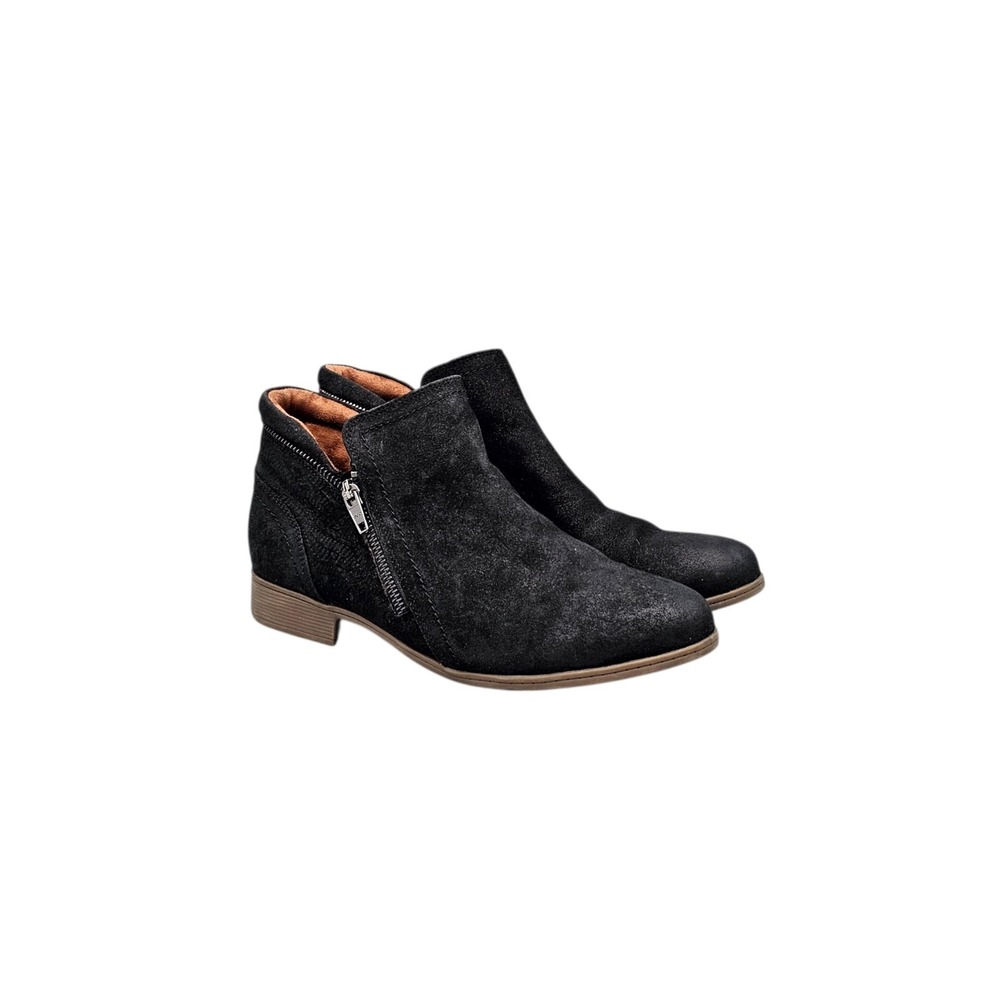 Cobb Hill Crosbie Black Leather Heeled Ankle Booties Womens Size 9.5 CI5872